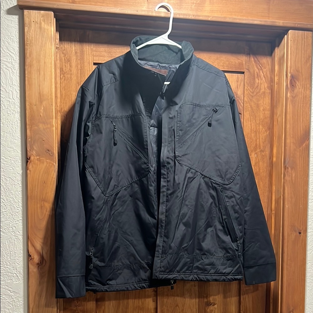 Black Windbreaker Jacket with Water-Resistant Material